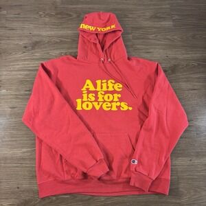Alife Is For Lovers Red Champion Hoodie Size Large Streetwear NYC